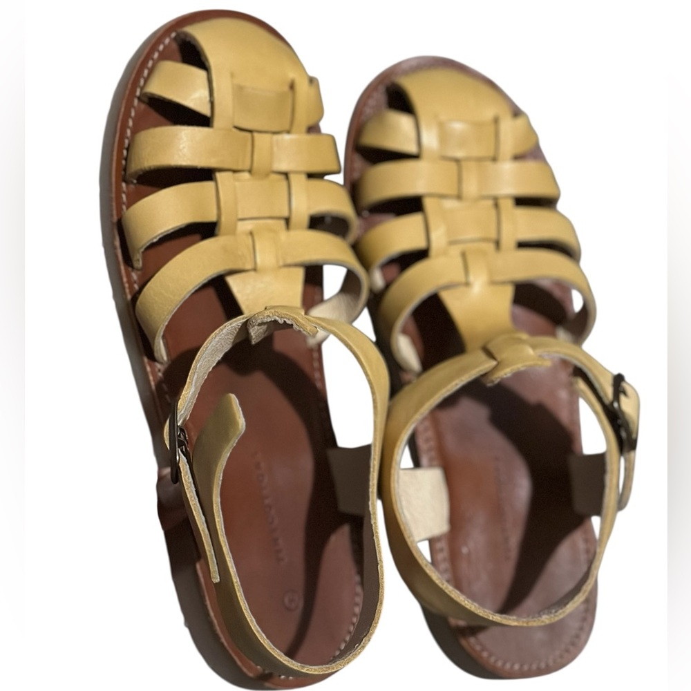Tiny Cottons Yellow Leather Kids Sandals - Picture 2 of 14